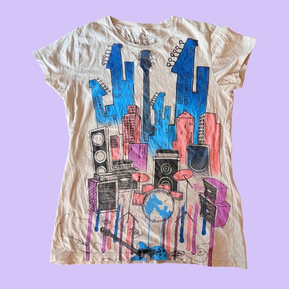 Y2K Five Crown Scene Music City Graphic Tee Shirt  #16